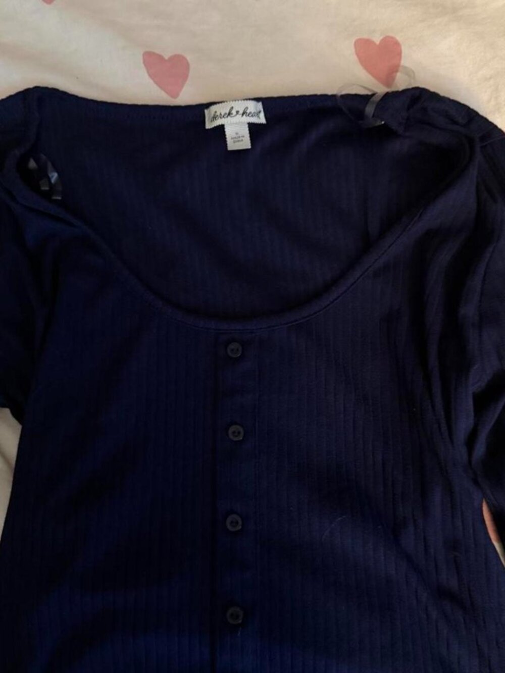 Derek Heart Women's Navy and Blue Crop-top